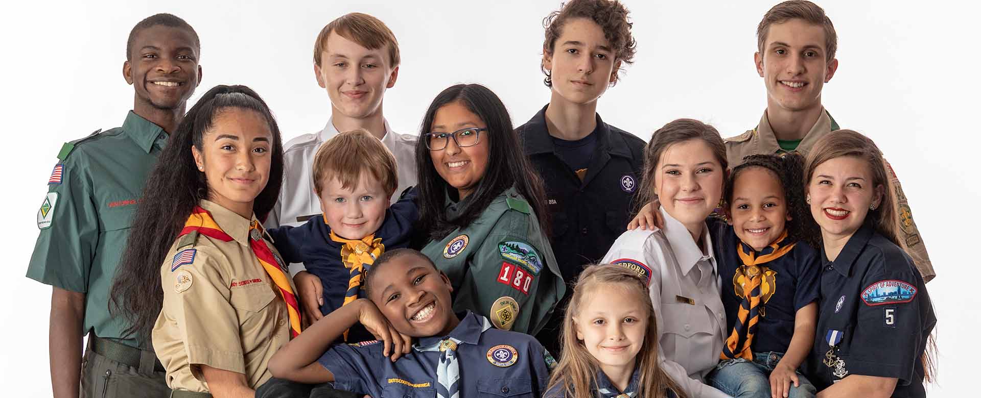 Group of Scouts of all ages.