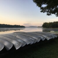 Canoes at the lake photo