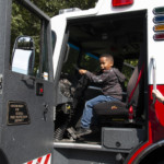 scout in firetruck photo